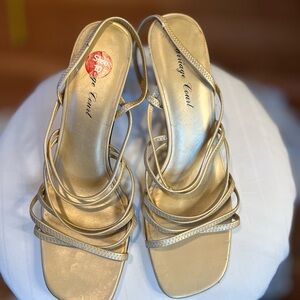 Elegant Gold Strappy Heels